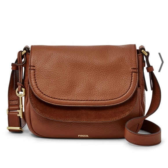 FOSSIL PEYTON DOUBLE FLAP LEATHER CROSSBODY Purse Bag excellent condition! - Picture 1 of 13